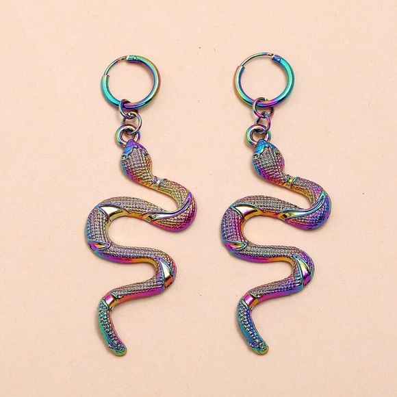 2/$20! Rainbow Serpent Huggie Hoop Earrings - Picture 3 of 9